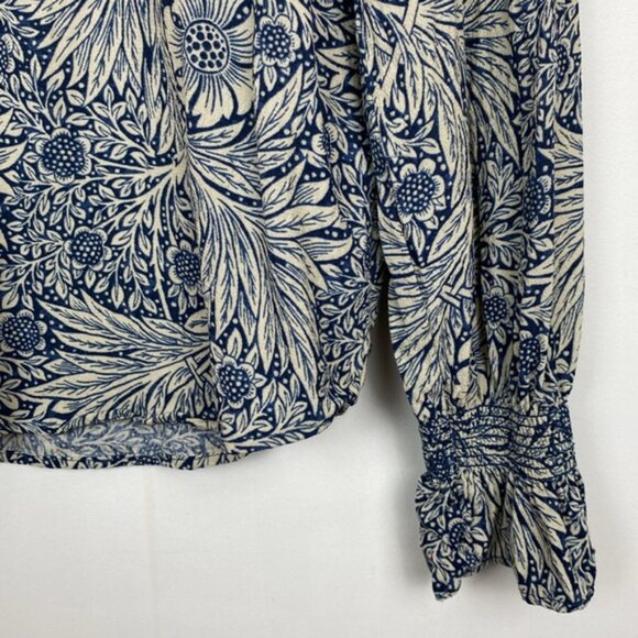 H&M x William Morris & Co 4 Floral Print Top Blouse Navy Blue Ivory - Picture 9 of 15